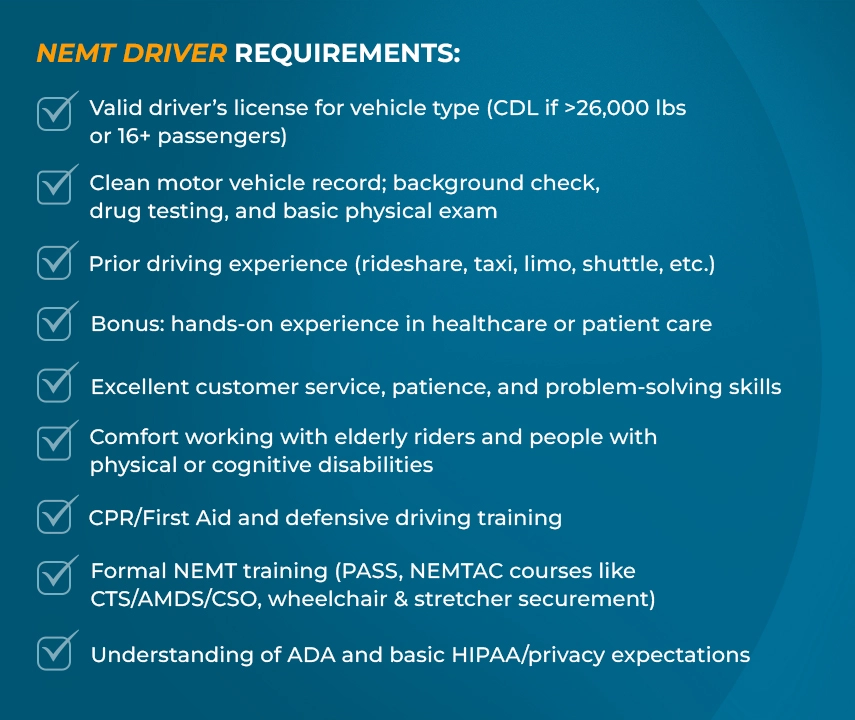 medical transportation driver requirements
