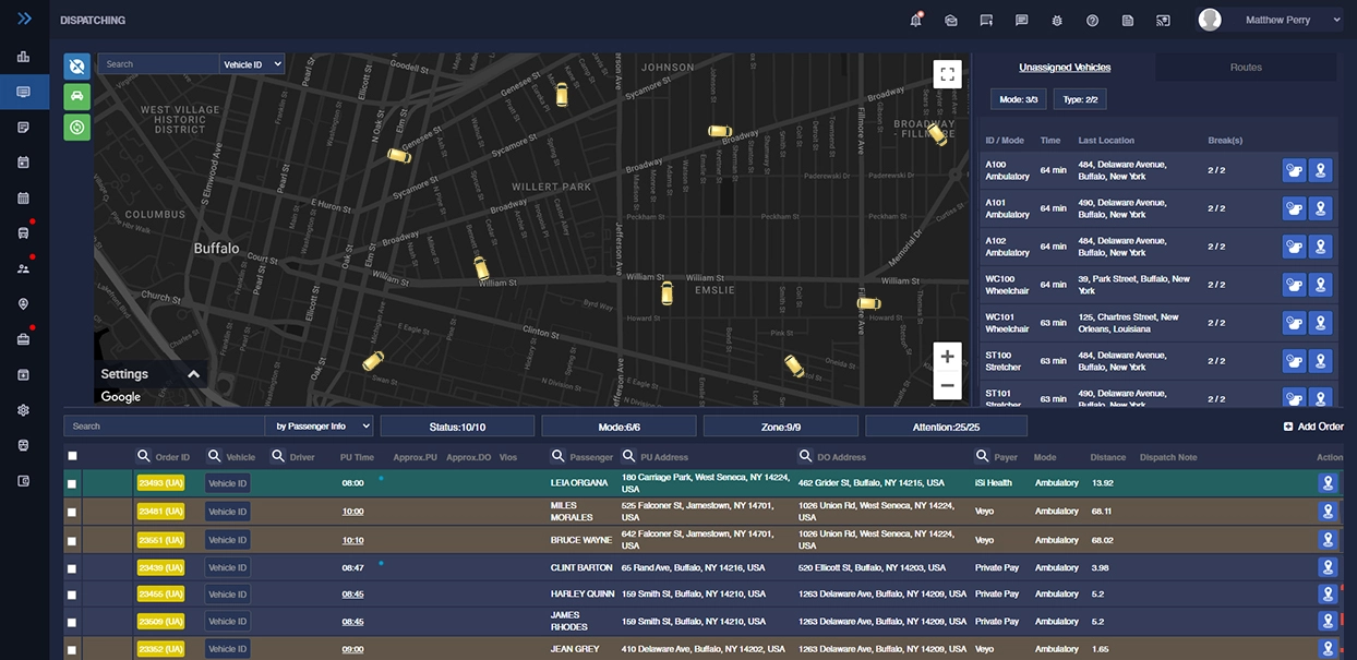 nemt dispatch display