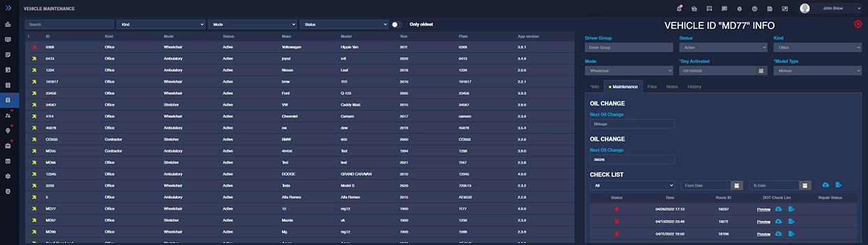 nemt software vehicle info